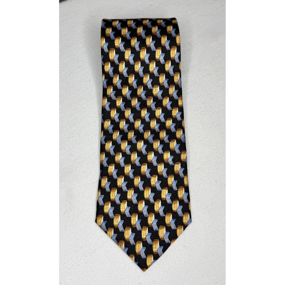 Grimaldi Tie Mens Multicolor Geometric 100% Silk Jacquard Necktie Made Italy